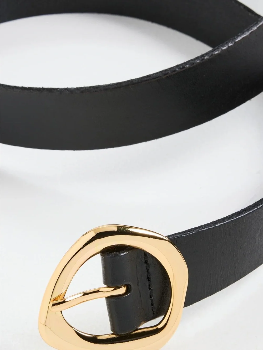 Madewell Women's Sculpted-Buckle Leather Belt, Black, L